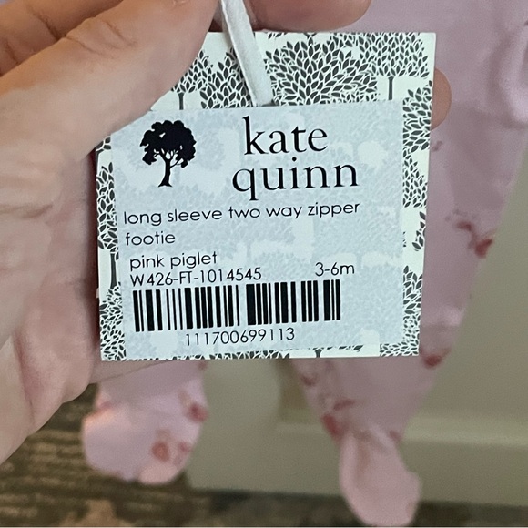 NWT Kate Quinn Pink Piglet Footie Pajama with Foldover Cuffs Size 3-6M - Picture 3 of 6
